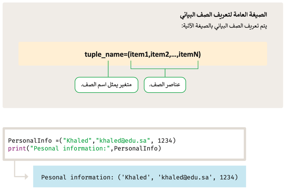 القوائم وصفوف البيانات